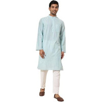 Fabindia Men's Cotton Woven Relaxed Kurta (1037079Blue_Blue