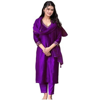 Gosriki Women's Rayon Viscose Straight Embroidered Kurta With Pant & Dupatta (Bagicha Begani-Vks02-Gs_S_Begani_Small)