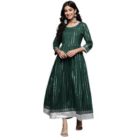 Varanga Women Green Dress With Tie Up Detailing On Neck