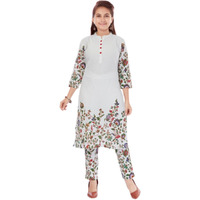 Aarika Girls White Colour Cotton Printed Kurti (Kurti-K-Tr-02-White-40)