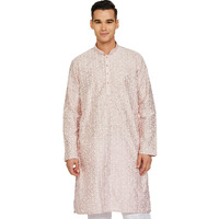 Be Active Men's Traditional Embroidered Lucknowi Full Sleeves Kurta || Cotton Kurta For Men || Men Kurta For Wedding || Kurta For Men (Rfsk0013-Kr 7 Xxl) Dusty Pink