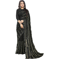 Glory Sarees Womens Georgette Sequence Saree With Blouse Piece (Sequence109_Black)