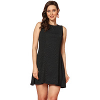 Greciilooks Women Ribbed Fit And Flare Regular Fit Western Dress (Black, Xxx-Large)