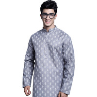 Jompers Men's Cotton Floral Printed Kurtas (Dark-Grey, M)