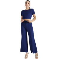 Kotty Women's Top With Trousers Co-Ords(Blue,M)
