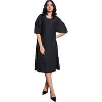 Purvaja Womens A-Line Midi Length Dress (Yuvi-044-Black_Black_Xx-Large)