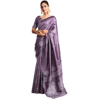 Satrani Women's Silk Blend Banarasi Jacquard Saree With Unstitched Blouse Piece (3882S198N_Dusty Purple3)