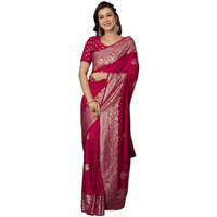Satrani Women's Cotton Silk Banarasi Jacquard Saree With Unstitched Blouse Piece (4067S6415N_Rani Pink)