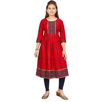 Aarika Girls Red Colour Cotton Kurti (Kurti-K-Ap-1116-Red-36)