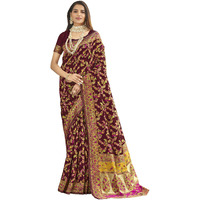 Glory Sarees Women's Kashmiri Cotton Woven Saree With Blouse Piece (Heritage_Silk111_Maroon)