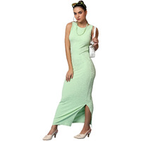 Kotty Women's Solid Sleeveless Maxi Stylish Looking Dress(Green,Xl)