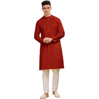 Be Active Men's Cotton Solid Regular Kurta (C-399-1_Red