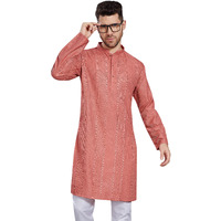 Divisive Men's Thread Embroidered Cotton Blend Only Slim Fit Kurta (Dkrt773_M_Peach)
