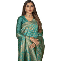 Glory Sarees Womens Banarasi Silk Saree With Blouse Piece (Banarasi_Saree135_Rama)