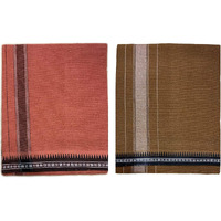 Prakasam Cotton Mens Colour Thalapathi Border Single Dhoti/Size1.28X2.00 Mtrs/Combo Pack Of 2 Dhoties