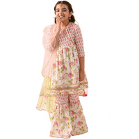 Pspeaches Girl's Cotton Kurta & Sharara (Sha-Pinkoffwhite-5-6Y_Offwhite