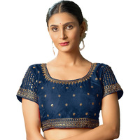 Pujia Mills Women's Morpeach Readymade Blouse Embroidery Multi Coding Gold Thread Indian Ethnic Designer Blouse Stitched Women's Readymade Short Sleeve Saree Blouse For Women For Saree Lehenga Choli