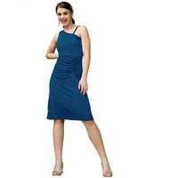 Purvaja Womens A-Line Below Knee Length Dress (Shine-052-Berry_Blue_X-Large)