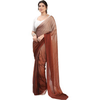 Satrani Women's Georgette Dual Tone Ready To Wear Saree With Unstitched Blouse Piece (20Rs193N_Chestnut Brown & Dusty Mauve)