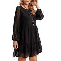 Tagas Women's Georgette Fit And Flare Knee-Length Dress (Op-1000-Black_Medium)