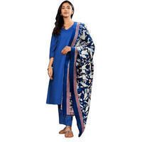 Varanga Women V Neck Straight Kurta With Pants & Dupatta