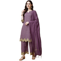 Pratham Blue Kurta Set For Women Silk Embroidered Straight Kurta Set For Women With Palazzos And Dupatta (Pb-6086-Xl_Peach Pink)