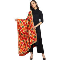 Weavers Villa Women's Polyester Heavy Phulkari Embroided Dupatta, Chunni (2.25 Mtrs) (Design-06)