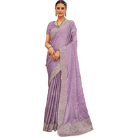 Satrani Women's Georgette Zari Work Embroidery Saree With Unstitched Blouse Piece (3606S325N_Dusty Purple)