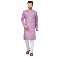 Be Active 100% Cotton Stylish Trendy Solid Pattern Full Sleeve Comfortable Men's Kurta Pyjama Set Gives Rich Look Rfsk0001_33_Set_Xl Lavender