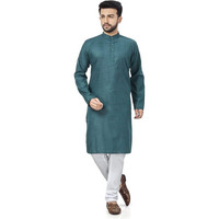 Be Active Men's Solid Green Kurta Set || Men Kurta Pajama || Men Kurta Pajama Set || Kurta Pajama For Men (Rfsk0001_37_Set_L)