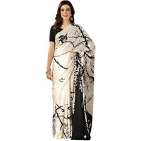 Stylum Women's Tie & Dye Print Satin Saree (Offwhiteshakira_Off White)
