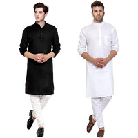 Lookmark Mens Slim Fit Kurta Combo 1 Xl Black-White