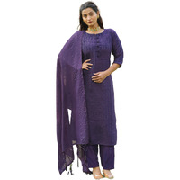 Womanista Women's Poly Crepe Solid (Kurtaset_1206_Purple_M)
