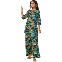 Nainvish Women's Multicolor Printed Straight Rayon Blend Notch Neck Co-Ord Set (Sd725_Kb-Xxl_Multicolor)