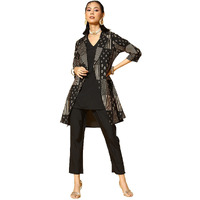 Ziyaa Women's Black Chinon Straight Top And Pant Set(Zikuch3832Andpa-Xxl)