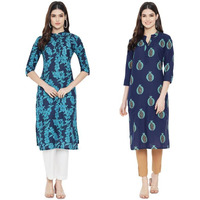 Pinkmint Women Cotton Printed Kurta Stylish Regulr Fit Girl's Combo Kurta Ll Regular Fit Combo Kurta (Pack Of 2)