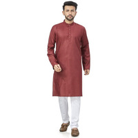 Be Active 100% Cotton Stylish Trendy Solid Pattern Full Sleeve Comfortable Men's Kurta Pyjama Set Gives Rich Look Rfsk0001_27_Set_Xl Maroon
