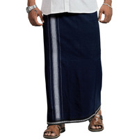 Prakasam Cotton Mens Single (1.28 X 2.00 Mtrs) Colour Thalapathi Border Dhoti/Fine Quality Single Dhoti (Navy)