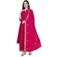 Pratham Blue Women's Silk Embroidered Anarkali Kurta With Palazzos And Dupatta (Pb-6156-L_Pink)