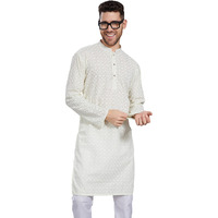 Divisive Men's Thread Embroidered Cotton Blend Only Slim Fit Kurta (Dkrt786_Xxl_Cream)