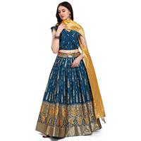 Purvaja Women's Jacquard Semi-Stitched Lehenga Choli (Swastik-Rama_Rama_Free Size)