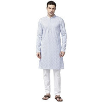 See Designs White Cotton Regular Fit Embroidered Kurta_Sdmekt1254Xxl