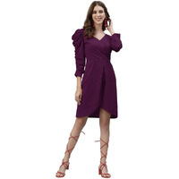 Selvia Women's Knitted Bodycon Lycra Dress(318Tkn9003-Xl_Wine2)
