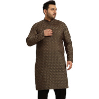 Sojanya Plus (Since 1958) Men's Cotton Black And Mustard Printed Only Long Kurta