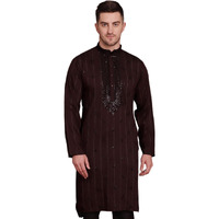 Jompers Sequins Embroidered Kurta Pyjama Set For Men. (Maroon, Xl)