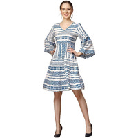 Stylum Women's Printed Rayon Tiered Dress (Drsbluehannah42_Blue, Xl)