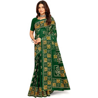 Tamaira Fashion Women's Floral Batik Printed Pure Cotton Mulmul Saree Without Blouse Piece(2489_Green)