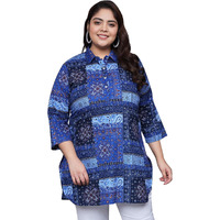 Tissu Women's Plus Size Blue Printed Pure Cotton Kurti (2262_Blue_4Xl)