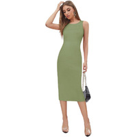 Toochki Women's Lycra Bodycon Midi Dress (Toochki248-Dr_Olive Green