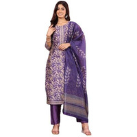 Varanga Women's Purple Floral Printed Straight Kurta Set